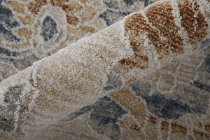 Feizy Rugs Pasha Vibrant Floral Distressed Rug – Soft, Stain-resistant Polyester For Eclectic Home Styling Taupe,Ivory,Blue Polyester Pas39m9fbgeblue70