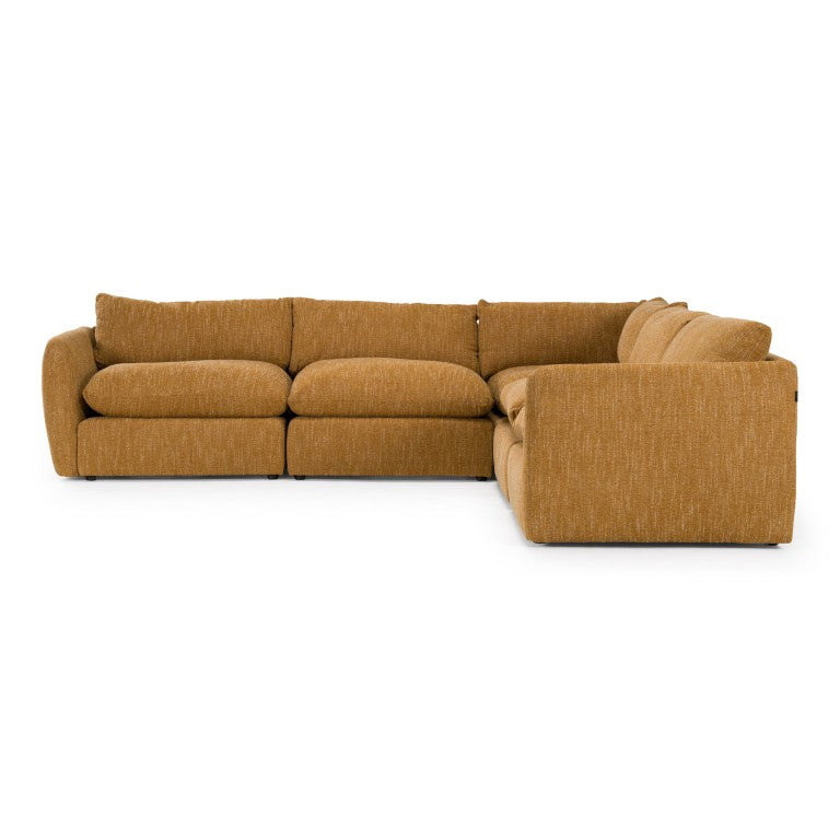 VIG Furniture Kinsey Modular Mustard Sectional Sofa — 5-Piece Removable Covers, Solid Wood Frame, Contemporary Comfort VGKK-KF.8035-MOD-MUST