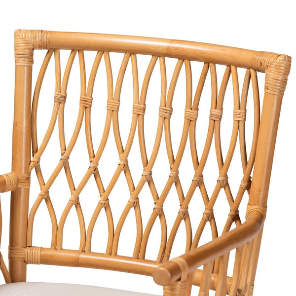 English Elm Bohemian Natural Rattan Accent Chair with Braided Arms for Eclectic Living Rooms B2750P467763