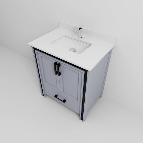 English Elm Dark Grey Bath Vanity 30" W X 22" D With Cultured Marble Top, Faucet, And Soft-Close Storage Solutions B2731P260594