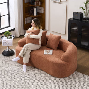 English Elm LY-025S Curved Loveseat Sofa Compact 65" chenille upholstery, 30D foam with spring core, 300lb capacity, 3 pillows, apartment-friendly Coral W2231P292947