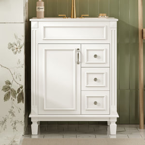 English Elm 24" Bathroom Vanity With Elegant Ceramic Sink, Stylish Storage, And Timeless French Design For Small Spaces N710P318989K