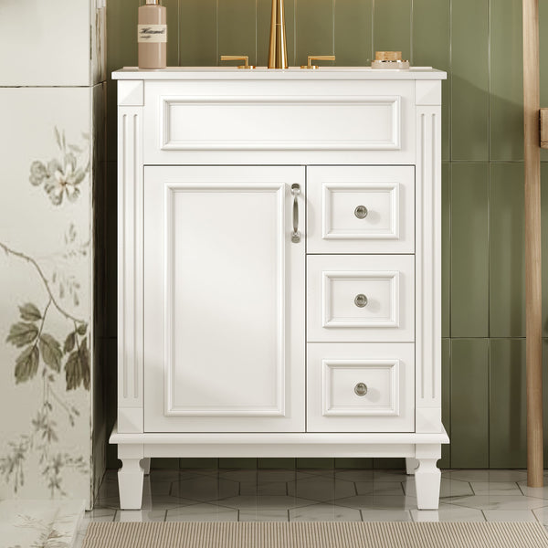 English Elm 24" Bathroom Vanity With Elegant Ceramic Sink, Stylish Storage, And Timeless French Design For Small Spaces N710P318989K