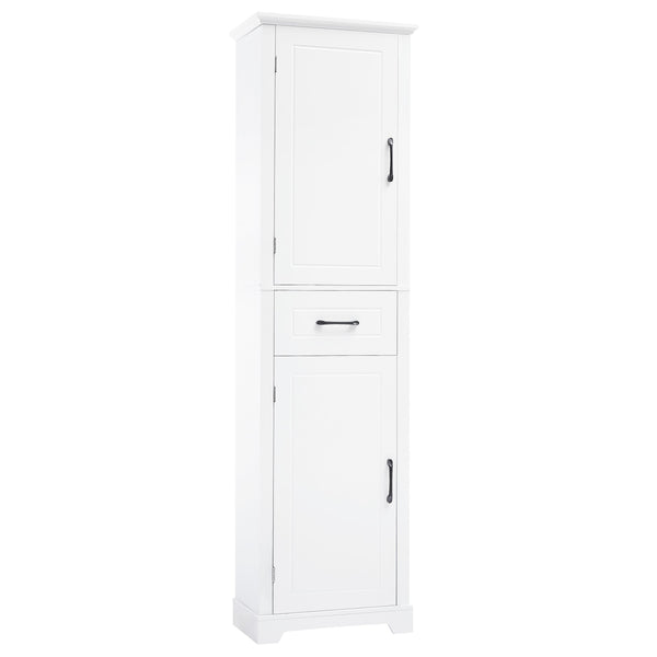 English Elm Tall Bathroom Storage Cabinet with Slim Profile, Adjustable Shelves, Anti-Tip Safety & Painted MDF Finish White N725P246463K