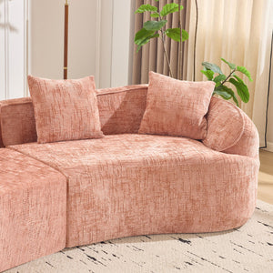 English Elm Pink Curved Compressed Sofa — Nordic Soft Foam & Spring Seating, Easy Setup, Stylish Centerpiece W3612S00010