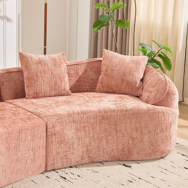 English Elm Pink Curved Compressed Sofa — Nordic Soft Foam & Spring Seating, Easy Setup, Stylish Centerpiece W3612S00010