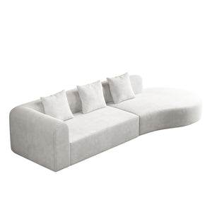 English Elm 123*37 Extra Large Deep Modular Sofa - Luxurious Wrinkle-Resistant Corduroy, 27" Deep Seats, No Assembly White W1829S00049