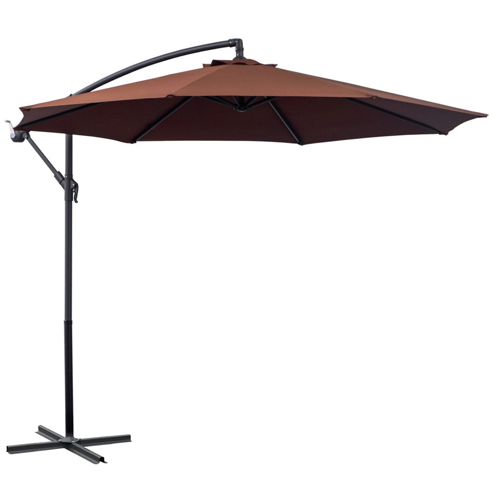 English Elm Outsunny 10' Cantilever Patio Umbrella With Uv Protection, Sturdy Frame & Easy Crank Operation, Brown W2225P217963-GIGA