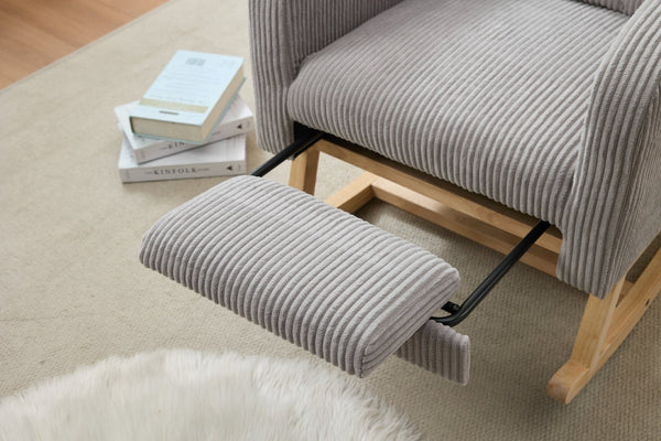 English Elm Modern Upholstered Rocking Chair With Solid Wood Legs, High Backrest, Side Pocket For Comfort & Style P1 W2725P276819-GIGA