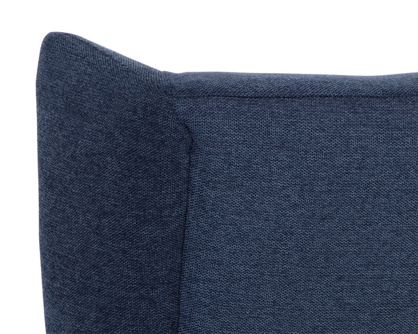 Sunpan Kasen Lounge Chair - Contemporary Belfast Navy Wingback Design With Tufted Seat & Black Frame Blue Fabric 111902