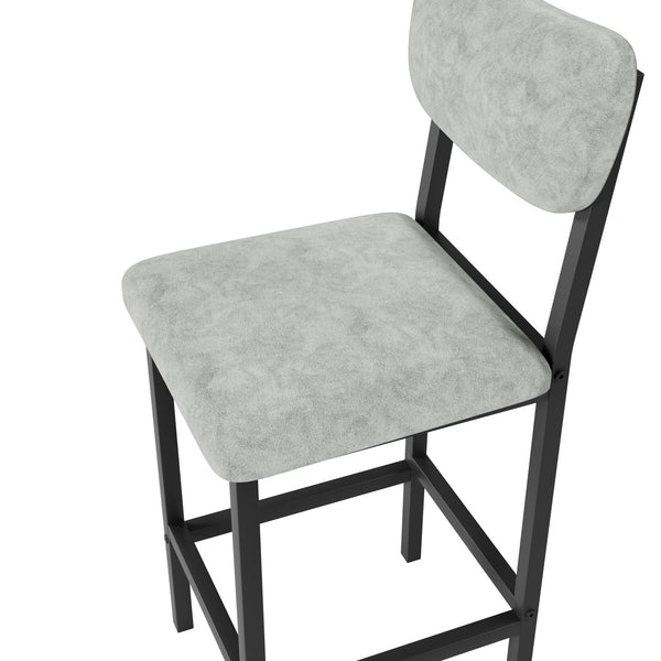 English Elm Modern Bar Table Set for 2 with Marble-Style MDF Top, Sturdy Steel Frame, Cushioned PU Chairs, Grey/Black Finish W578P150070