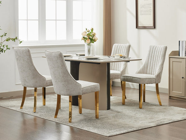 English Elm Rayon Upholstered Accent Dining Chairs Set Of 2 - Chic Chenille Fabric With Golden Stainless Steel Legs W1143P293313-GIGA