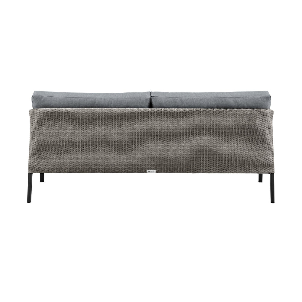 English Elm Faraday 4-Piece Outdoor Patio Lounge Set with Aluminum Frame, Gray Wicker & Removable Cushions - Durable, Easy-Clean, Umbrella-Ready B2736S00017