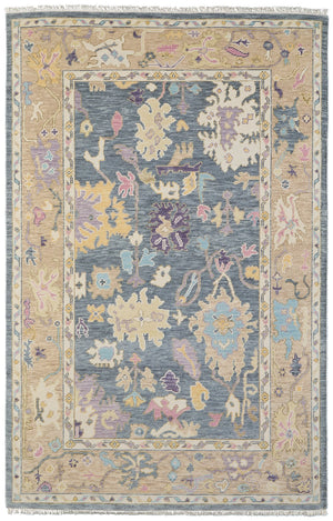 Feizy Rugs Karina Hand-knotted Wool Rug - Timeless Elegance With Low Pile Design For Sophisticated Home Decor Gold,Blue,Purple Wool 9096791fblubgec50