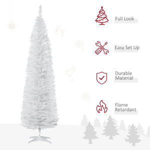 English Elm Homcom Slim Black Pencil Christmas Tree 6ft Artificial with 390 Branch Tips Unlit W2225P229788