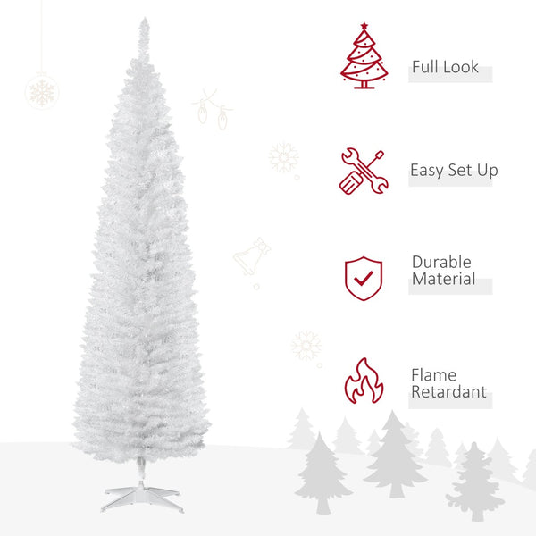 English Elm Homcom Slim Black Pencil Christmas Tree 6ft Artificial with 390 Branch Tips Unlit W2225P229788