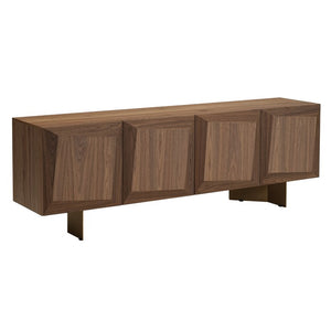 VIG Furniture Artizan Modern Walnut Buffet With Matte Gold Base — 4-Door Sideboard, Soft-Close Doors & Removable Shelf VGRY-RY-1343