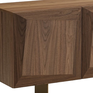VIG Furniture Artizan Modern Walnut Buffet With Matte Gold Base — 4-Door Sideboard, Soft-Close Doors & Removable Shelf VGRY-RY-1343