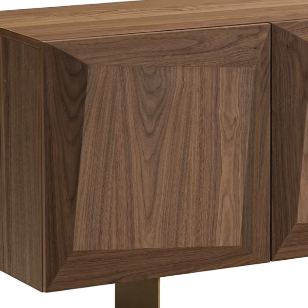 VIG Furniture Artizan Modern Walnut Buffet With Matte Gold Base — 4-Door Sideboard, Soft-Close Doors & Removable Shelf VGRY-RY-1343
