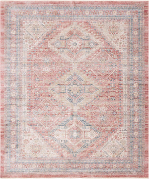 Unique Loom Noble Elizabeth Machine Made Medallion Rug Rose Rust, Beige/Ivory/Gray/Navy Blue/Puce 9' 0" x 11' 3"