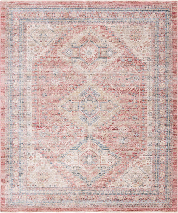 Unique Loom Noble Elizabeth Machine Made Medallion Rug Rose Rust, Beige/Ivory/Gray/Navy Blue/Puce 9' 0" x 11' 3"