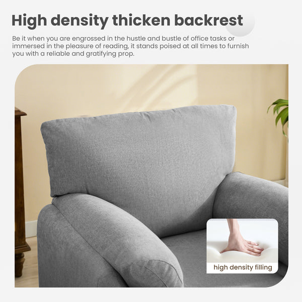 English Elm Modern Chenille Oversized Accent Chair with Thick Spring Cushion, Bread-Style Armrests, Grey, Cozy Reading Sofa (38") W1521P331584