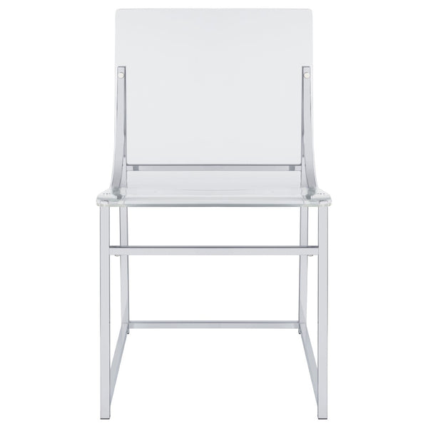 English Elm Hartsell Clear Acrylic Sled Base Dining Chairs Glam Chrome Set for Modern Rooms B062P440064