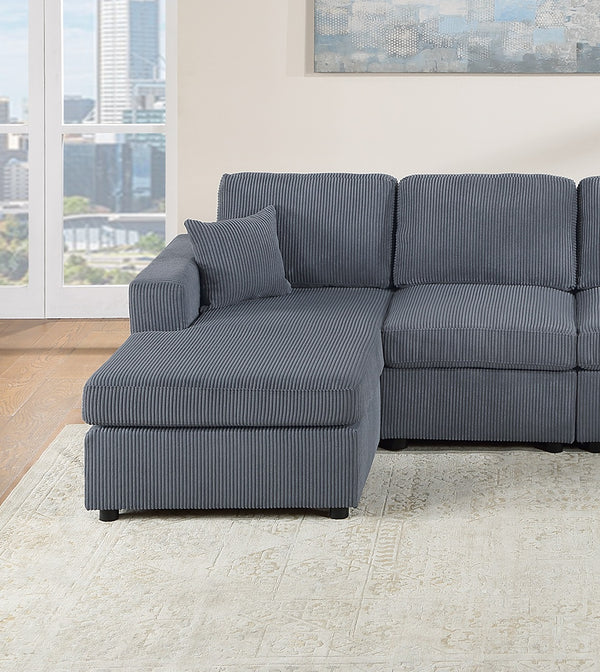 English Elm Stunning Corduroy 2pc Sectional Sofa with Dual Chaises, Square Arms, Plush Pillows, Modern Luxe Dark Gray 69 L x 35 W x 18 H B011S01237