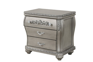 English Elm Destiny 3-Drawer Nightstand in Silver Finish — Elegant Solid & Manufactured Wood Bedside Storage, Spacious B009P234701