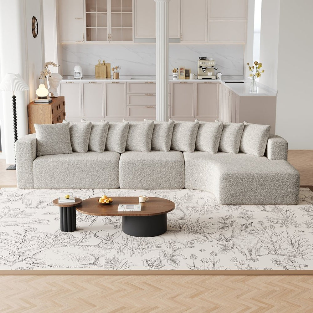 English Elm 131.1-inch Chenille Cloud Sectional Curved Modular Sofa with Memory Foam and 10 Pillows W3505S00011