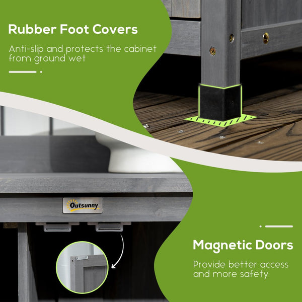 English Elm Outsunny Outdoor Potting Bench & Storage Cabinet, Versatile Wooden Workstation For Garden Tools & Accessories W2225P200581-GIGA