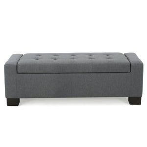 English Elm Guernsey Storage Ottoman Bench with Hinged Lid for Living Room or Bedroom N767P382228C