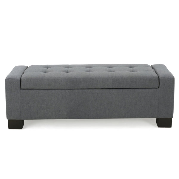 English Elm Guernsey Storage Ottoman Bench with Hinged Lid for Living Room or Bedroom N767P382228C