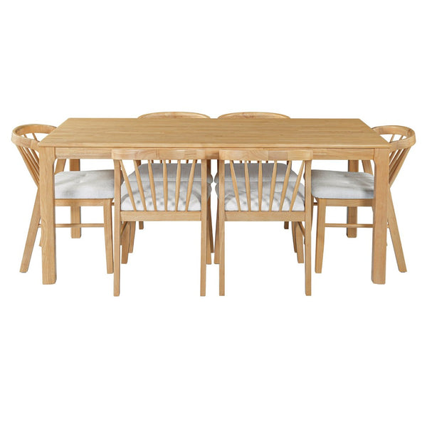English Elm Solid Rubberwood Dining Table Thick Slab Top Seats 8 Modern Farmhouse Kitchen Natural N768P427476N