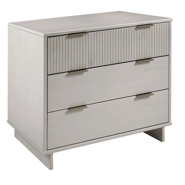 English Elm Granville 38" Dresser In Light Gray - Chic 3-Drawer Storage With Glam Gold Handles & Ribbed Design B365S00079