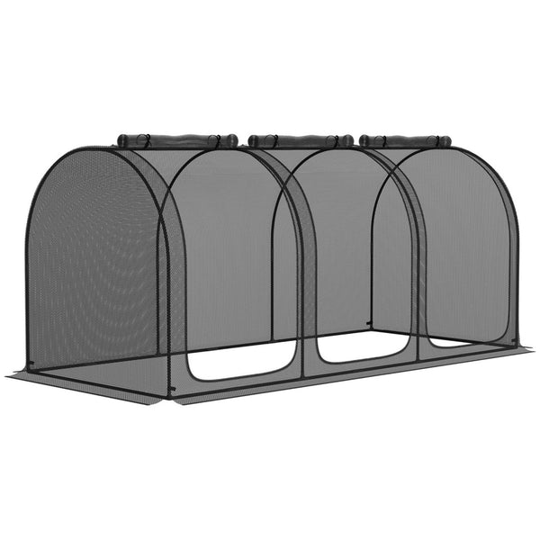 English Elm Outsunny Tunnel Crop Cage Hdpe Mesh Garden Shield with Three Zippered Doors W2225P174509