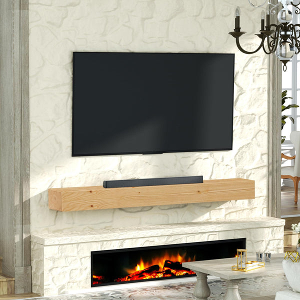 English Elm Fireplace Mantel - Handcrafted 60" Solid Pine Floating Shelf For Stylish Home Decor & Easy Installation T3210P392799