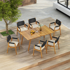 English Elm Christopher Knight Home® - Outdoor 7-Piece Acacia Dining Set With Cushions, Black Rope Accents For Stylish Patio Gatherings N773P210139B6_60388.00