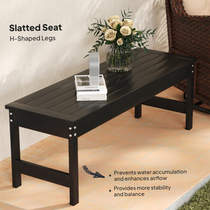 English Elm Outsunny Two Person Outdoor Hdpe Patio Bench Slatted Backless Weather Resistant W2225P485626