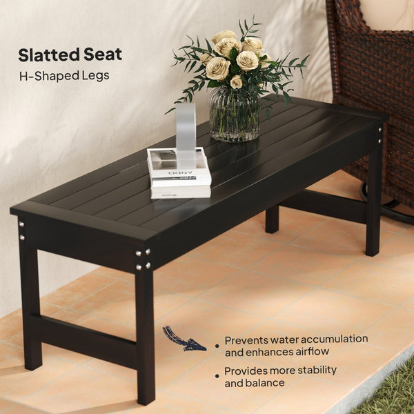 English Elm Outsunny Two Person Outdoor Hdpe Patio Bench Slatted Backless Weather Resistant W2225P485626