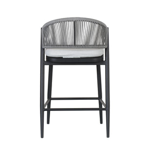 English Elm Christopher Knight Home® - Outdoor 26" High Metal Frame Counter Stools, Set Of 2 With Scallop Backrest & Cushions, Black Finish N772P245123B
