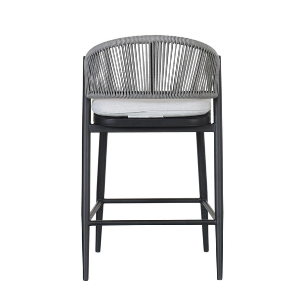 English Elm Christopher Knight Home® - Outdoor 26" High Metal Frame Counter Stools, Set Of 2 With Scallop Backrest & Cushions, Black Finish N772P245123B