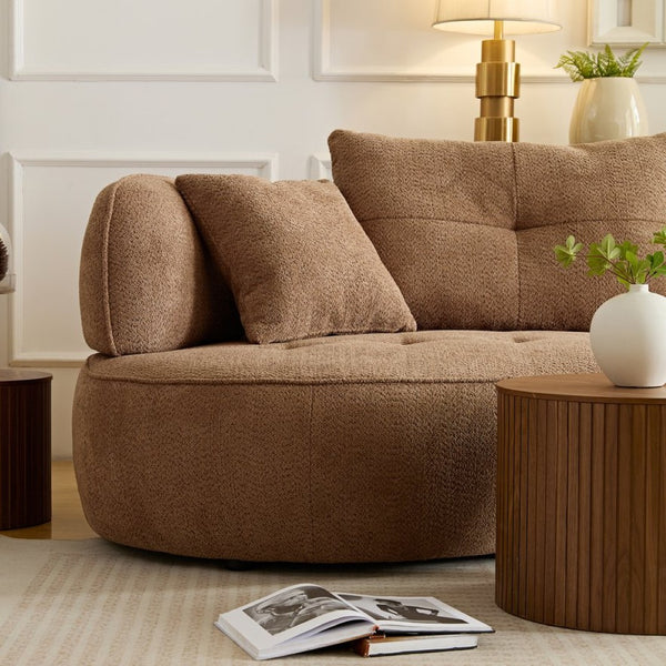 English Elm Wks7c Curved Modular Sofa Solid Wood Frame Fabric Upholstery Seats 4 Living Room Camel W2085S00075