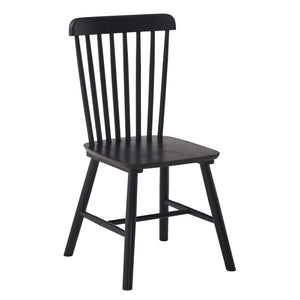 English Elm 4 solid wood dining chairs set with ergonomic curved backs, 17" seat height, anti-skid feet, easy-clean finish Black W2720P193105