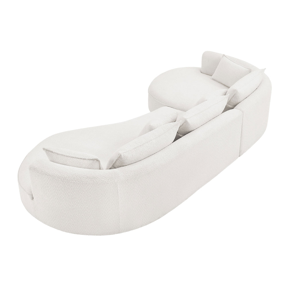 English Elm Curved Boucle Sectional Sofa - Elegant White Design For Modern Living Rooms & Comfortable Seating W876S00302