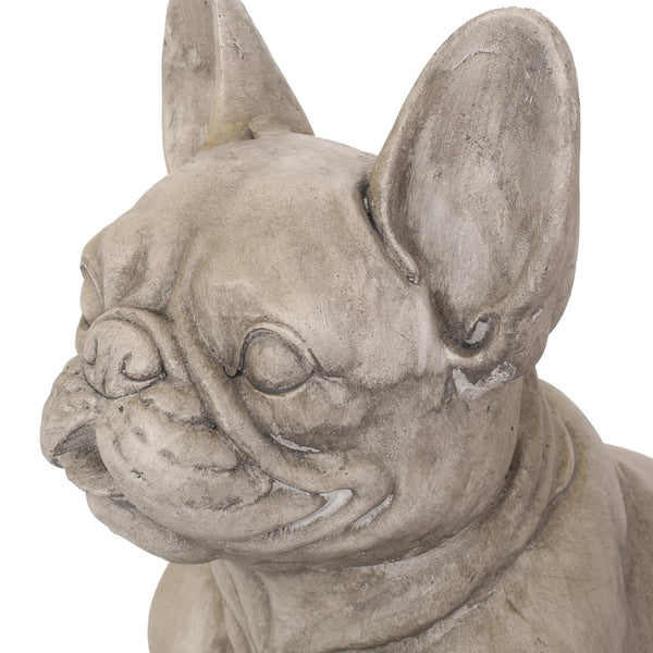 English Elm Christopher Knight Home® - DOG French Bulldog Garden Sculpture Cast Stone Outdoor Accent with Antique Wash, Durable Charm Gray 70293.00GRY