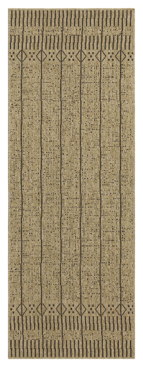 English Elm Earth Jute/Black Indoor/Outdoor Area Rug – Stylish 2'7" X 7'3" Durable Flatweave For High Traffic Areas B186P198834