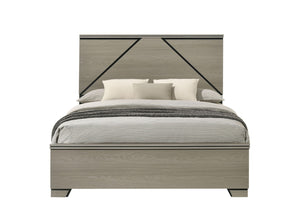 English Elm Joanna Queen Bed Weathered Gray Finish Tall Headboard with Built in Led Lighting B2756P481237