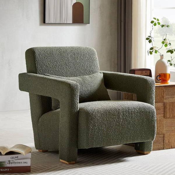 English Elm Mirod Geometric Accent Chair Set of 2 with Lumbar Support and Square Wood Legs N760S0000035C