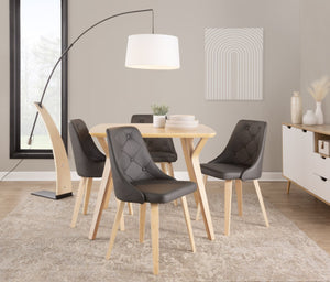 English Elm Floor Lamp with Organic Wood Base and Linen Shade for Farmhouse Living Spaces B202S02142